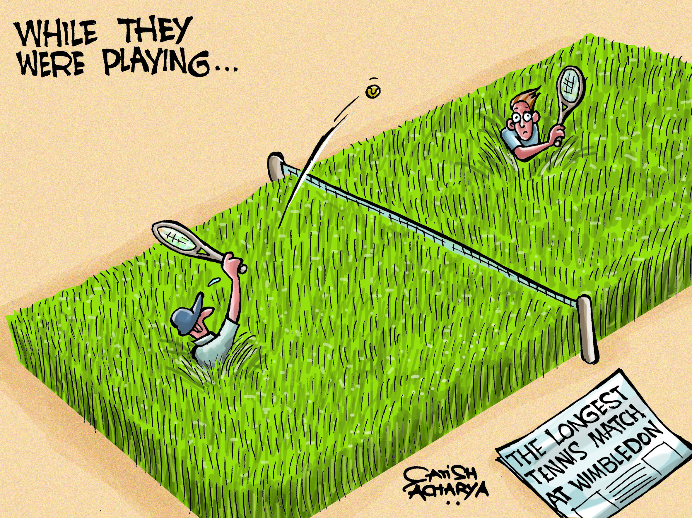 Longest Tennis Match ! | CartoonistSatish.Com Longest Tennis Match ! | CartoonistSatish.Com